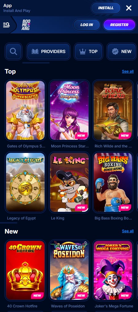 Boomerang casino mobile